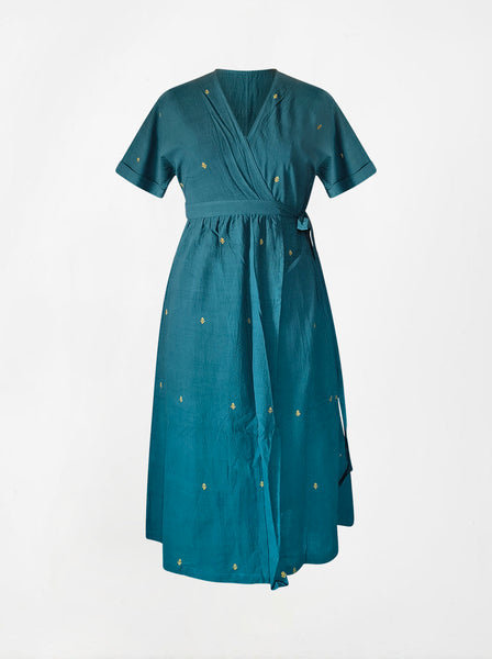 green emerald velvet dress Persephone Wrap Dress S main image 1