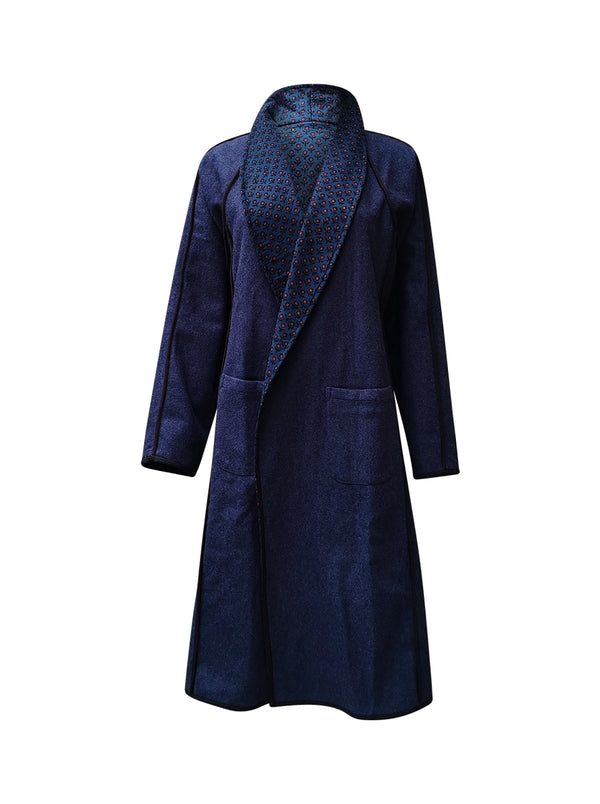 reversible recycled wool coat blue