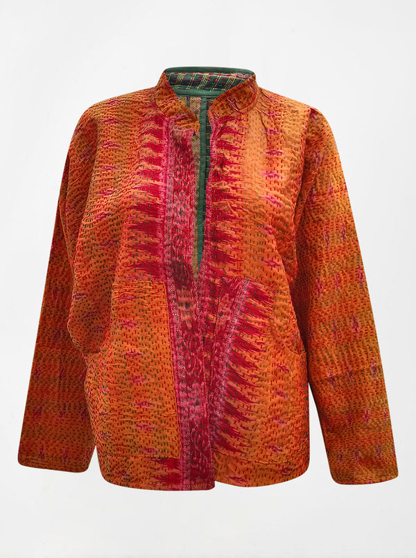 kantha vintage reversible collar vest sharda no waste sale