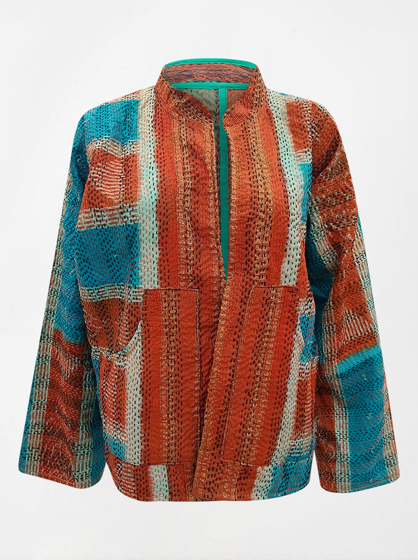 kantha vintage reversible collar vest sonam (resha)