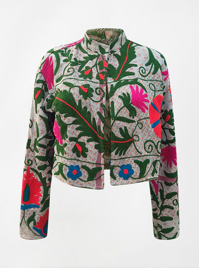kantha vintage crop jacket komal (holi)