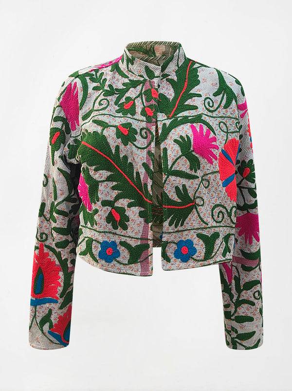 kantha vintage crop jacket komal (holi)