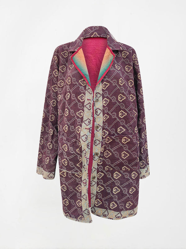 kantha vintage dress coat short megha sample (holi)