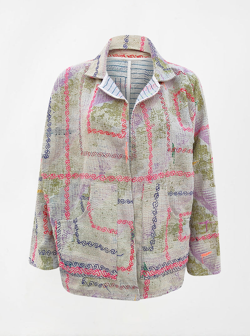 kantha reversible collar jacket maisha sample (holi)