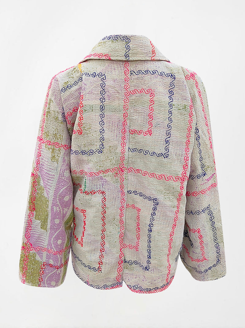 kantha reversible collar jacket maisha sample (holi)