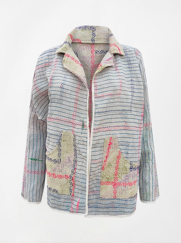 kantha reversible collar jacket maisha sample (holi)