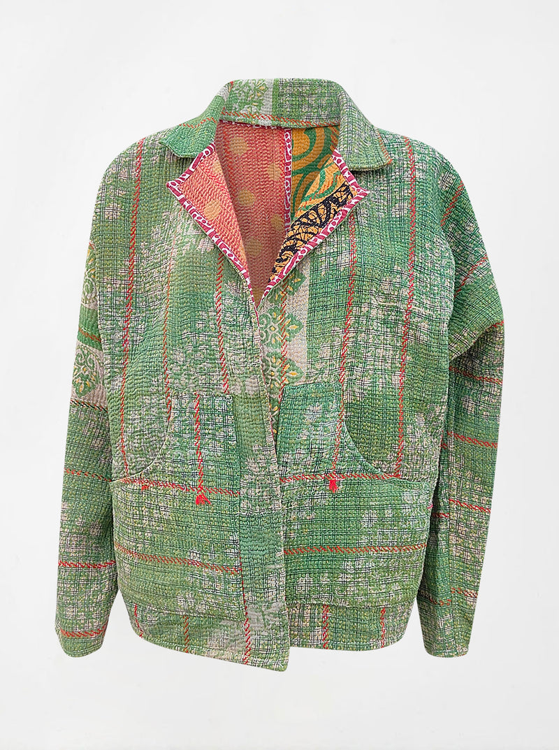 kantha reversible collar jacket kamya sample (holi)