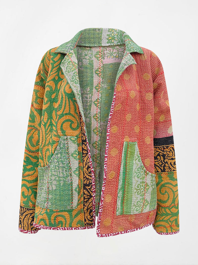 kantha reversible collar jacket kamya (holi)