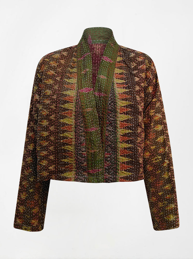 kantha vintage silk crop kimono sushila (holi)