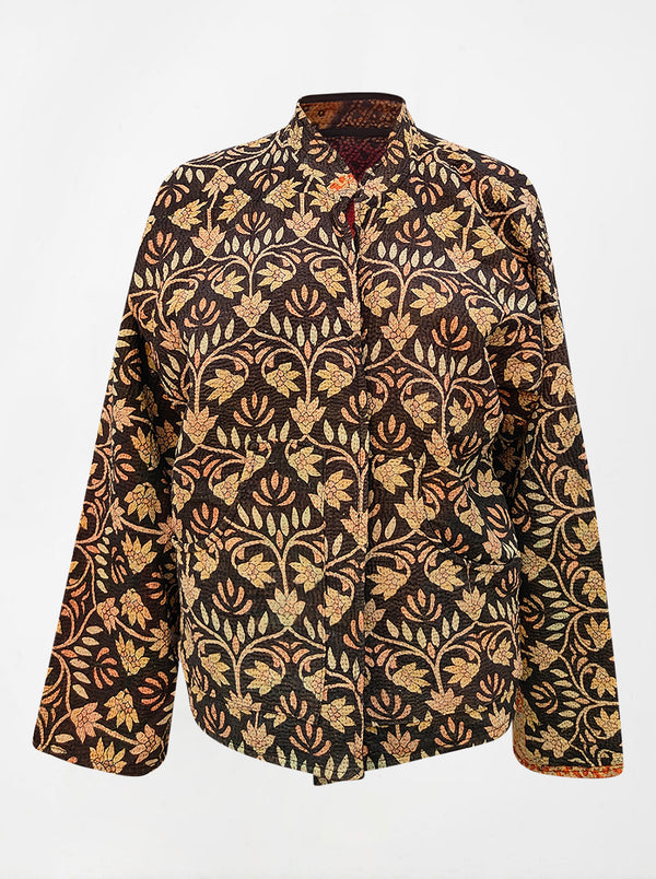 kantha vintage reversible collar vest baingani (butterfly)