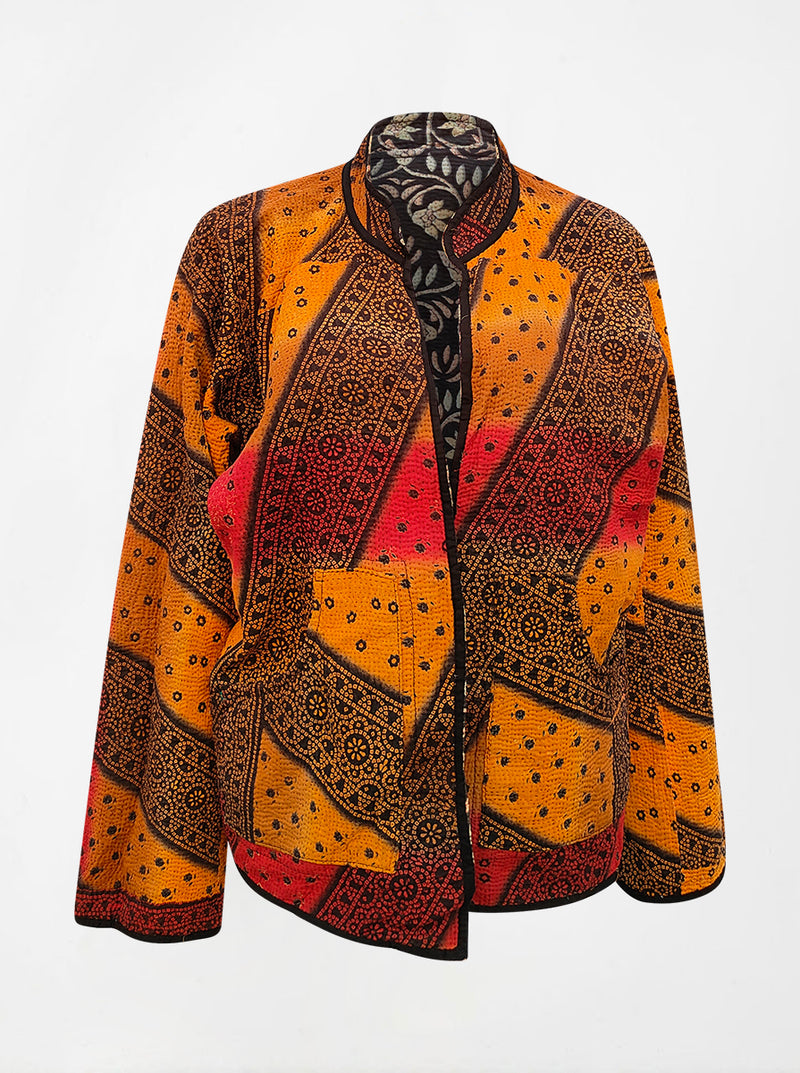kantha vintage reversible collar vest baingani (butterfly)