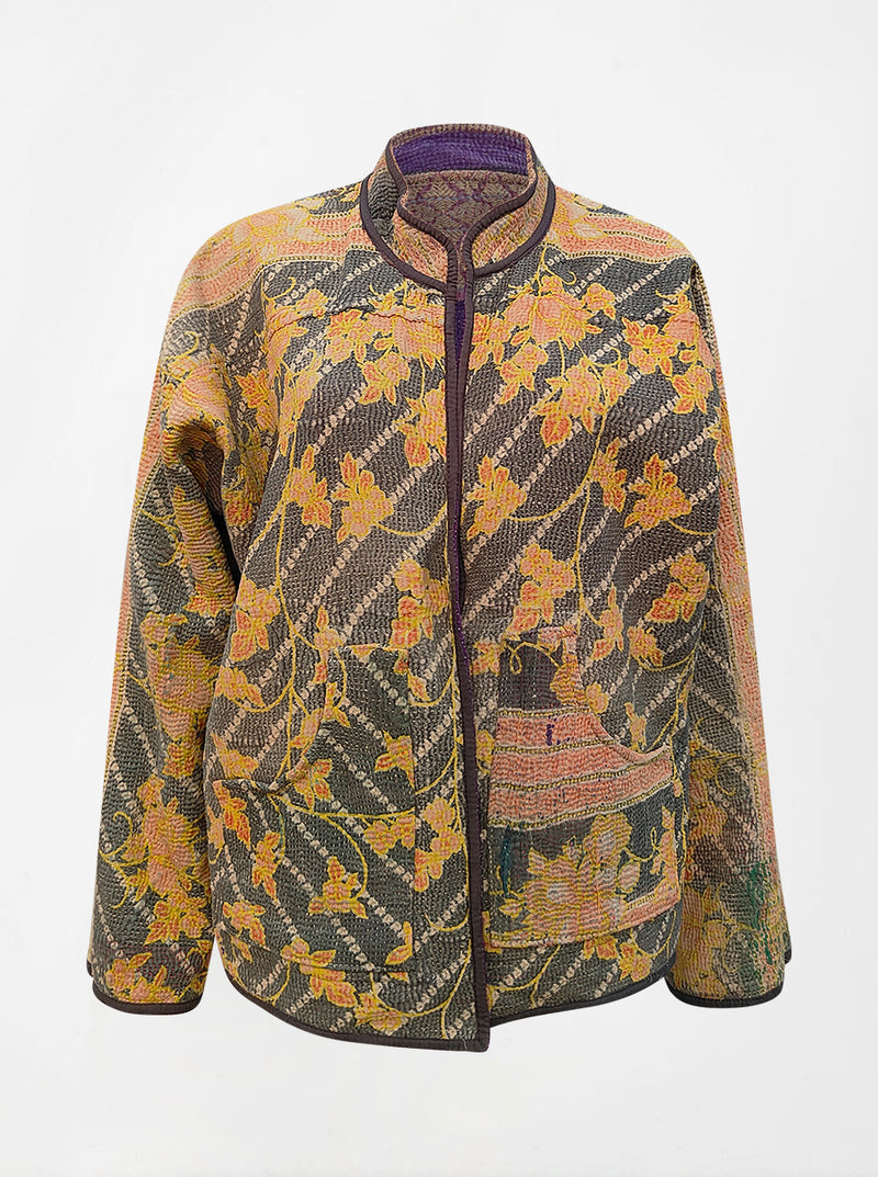 kantha vintage reversible collar vest samaira (butterfly)