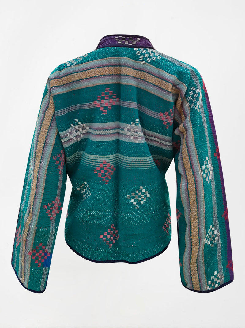 kantha vintage reversible collar vest manya (zari)