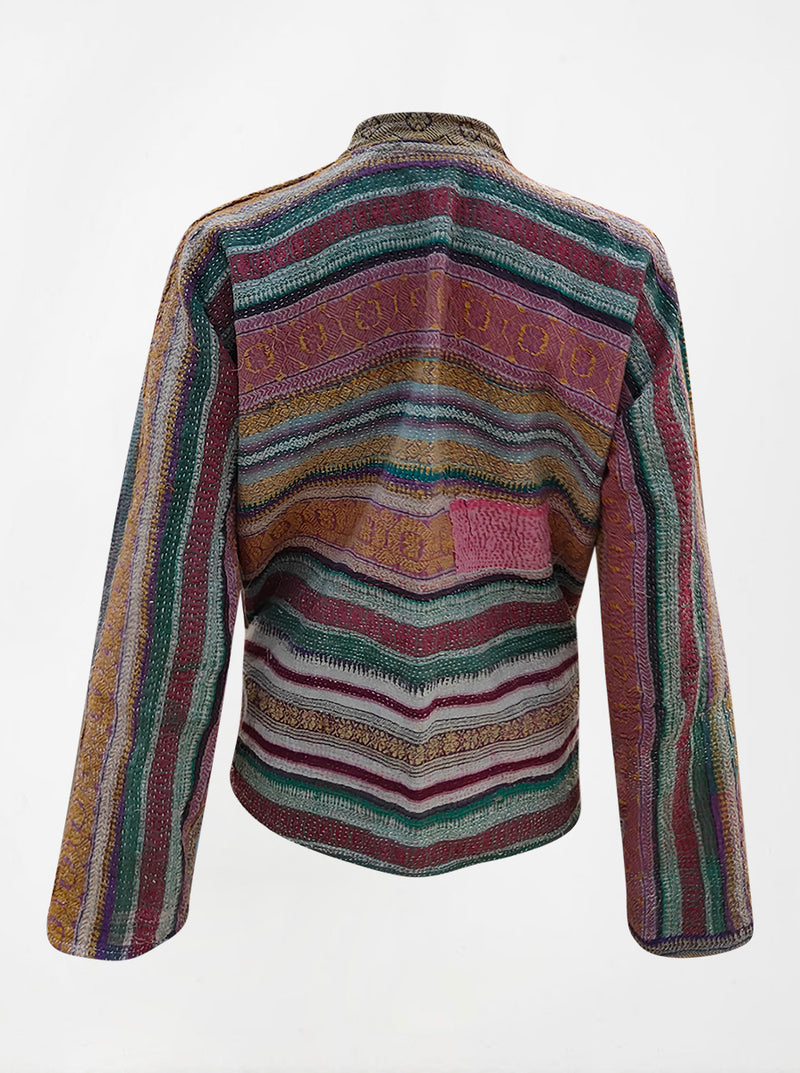 kantha vintage reversible collar vest manya (zari)