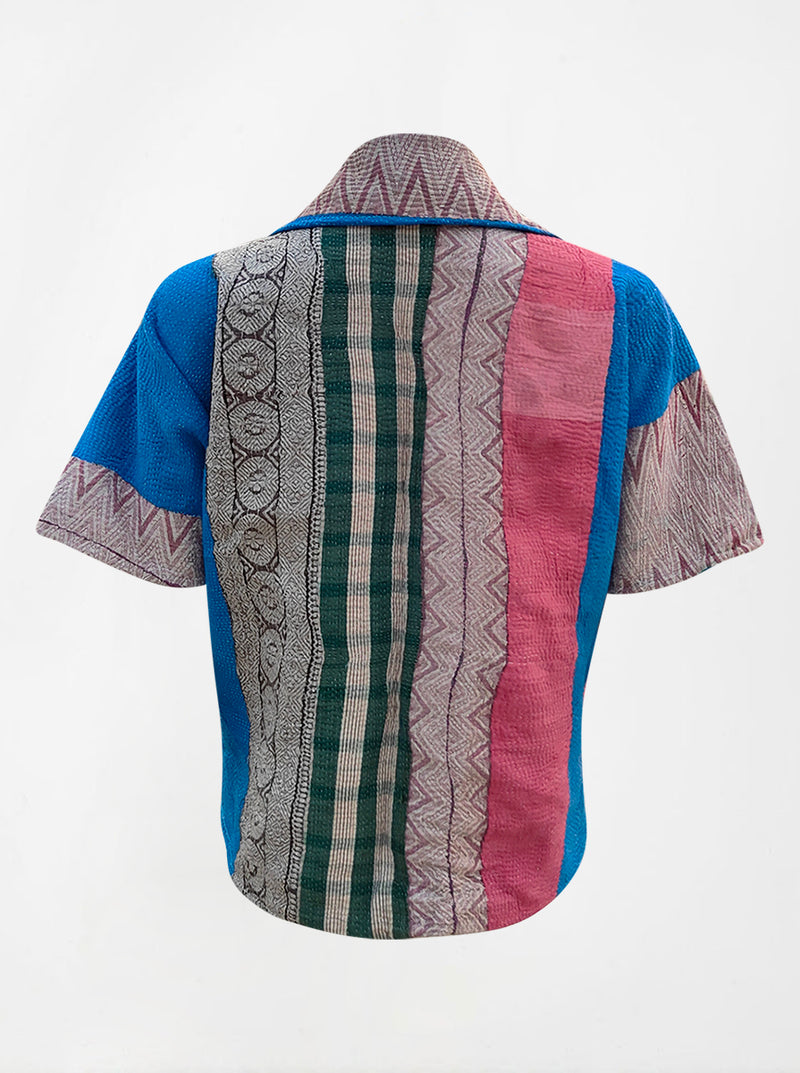 kantha vintage reversible short poncho manya (butterfly)