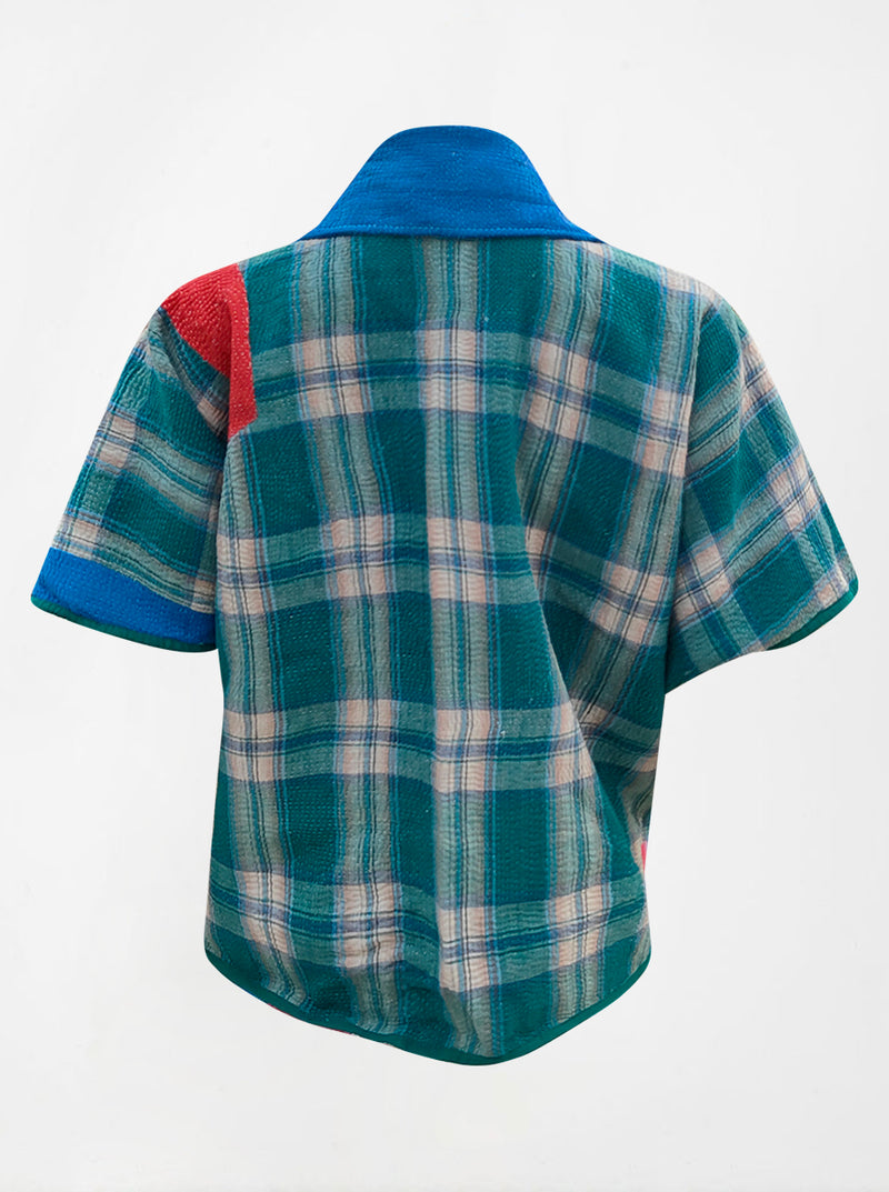kantha vintage reversible short poncho manya (butterfly)
