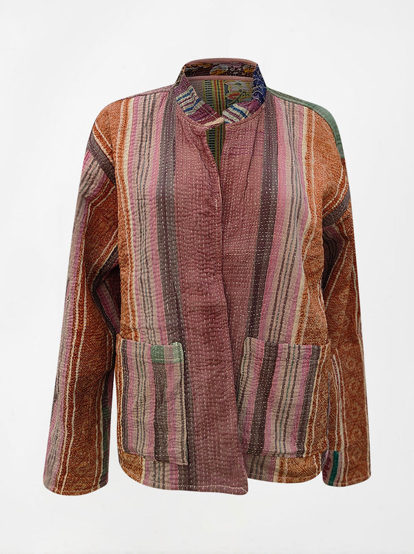 kantha vintage reversible collar vest sharda (zari)