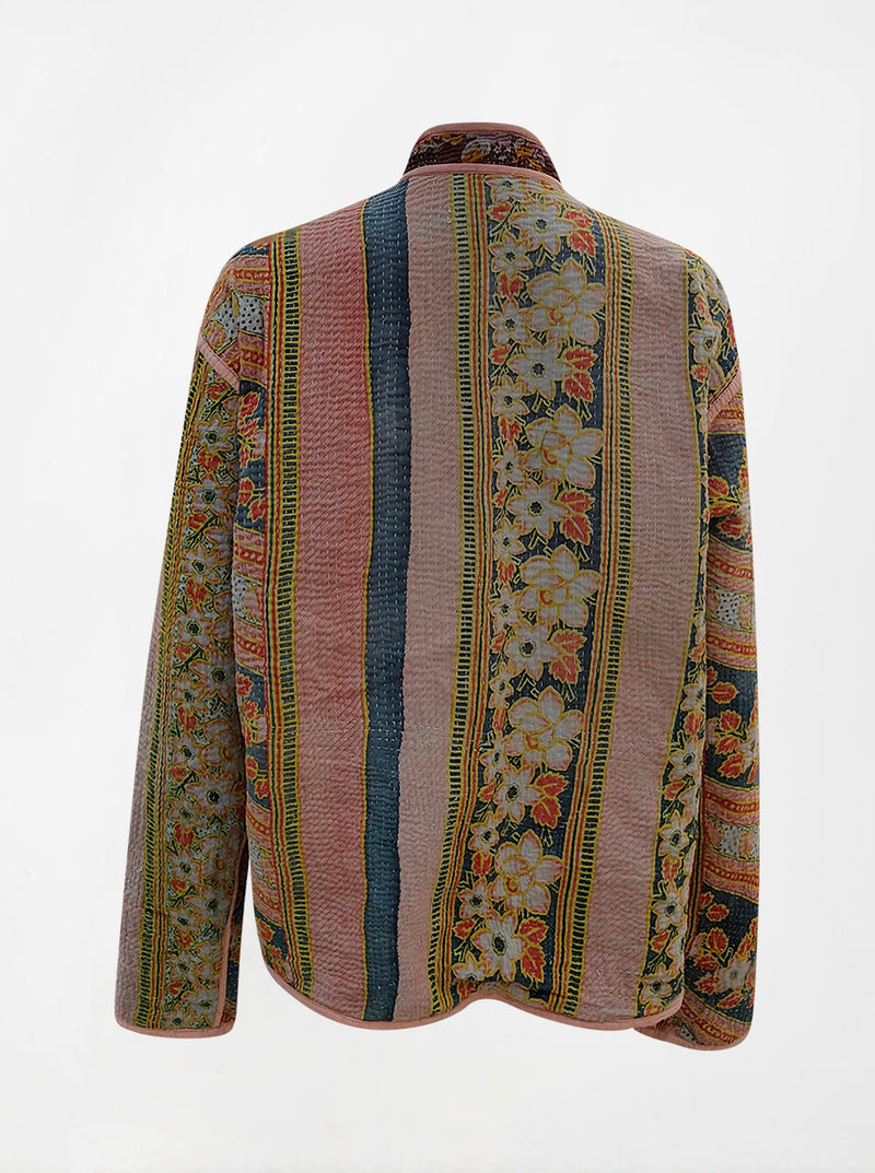 kantha vintage reversible collar vest sharda (zari)