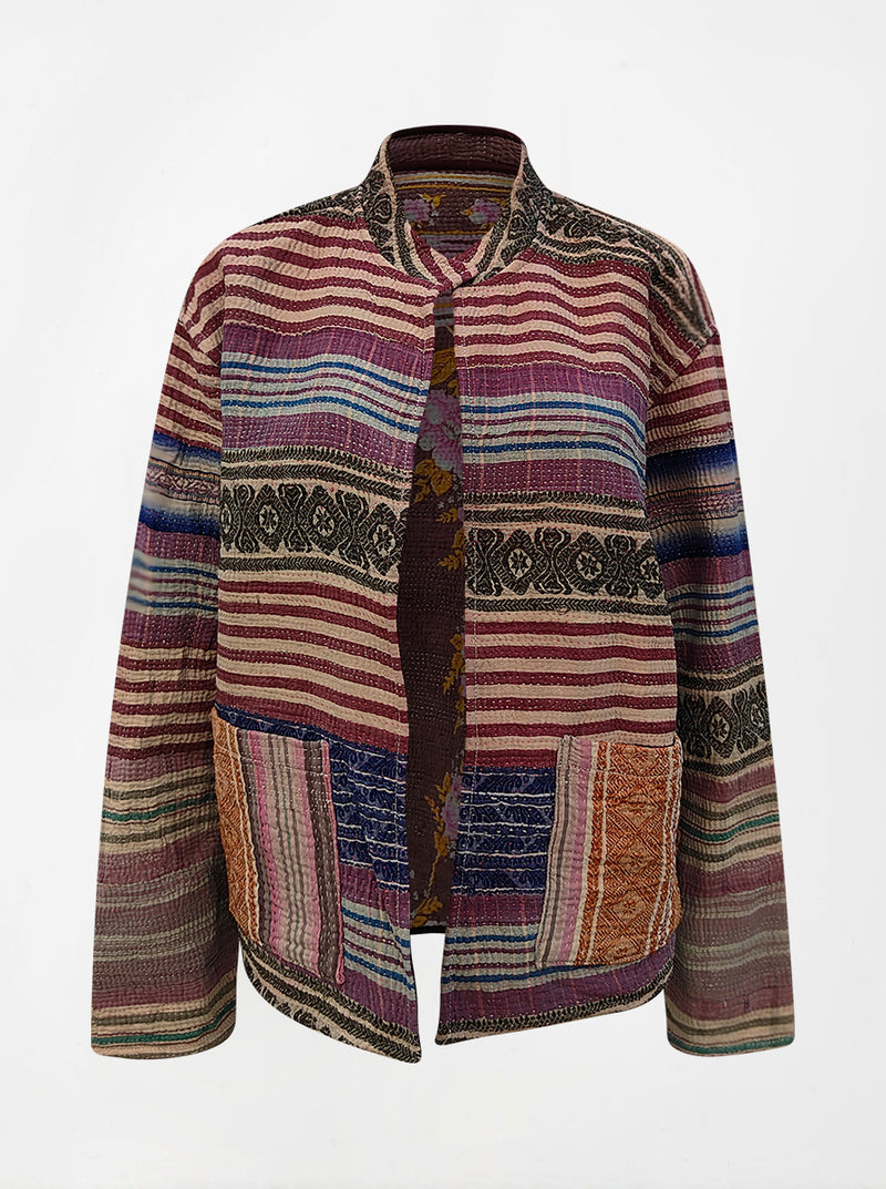 kantha vintage reversible collar vest shanu (butterfly)