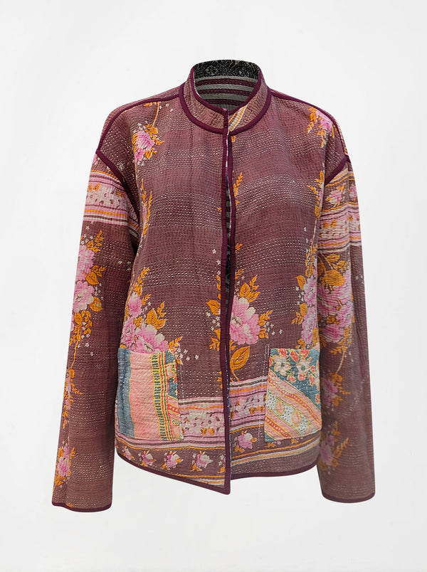 kantha vintage reversible collar vest shanu (butterfly)