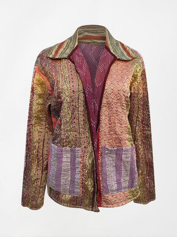 kantha reversible collar jacket chamkeela (zari)