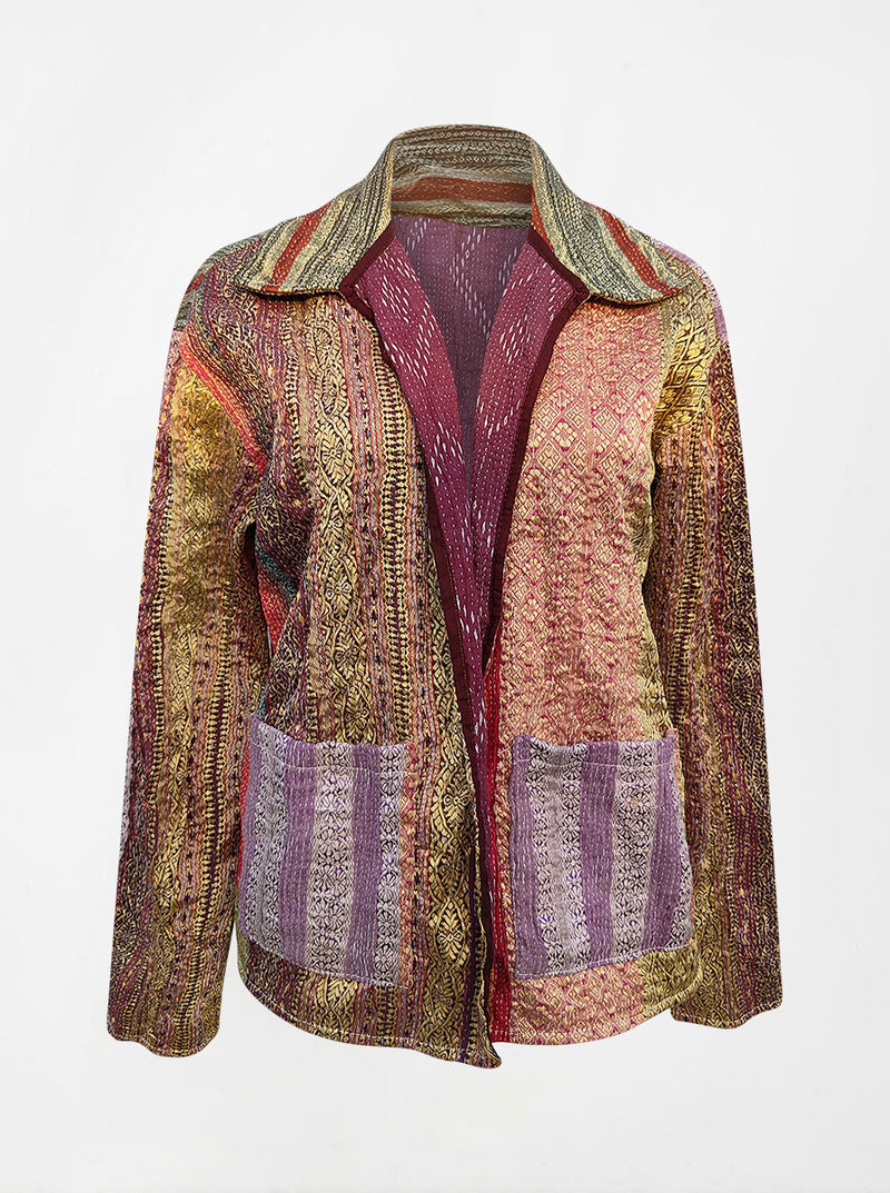 kantha reversible collar jacket chamkeela (zari)