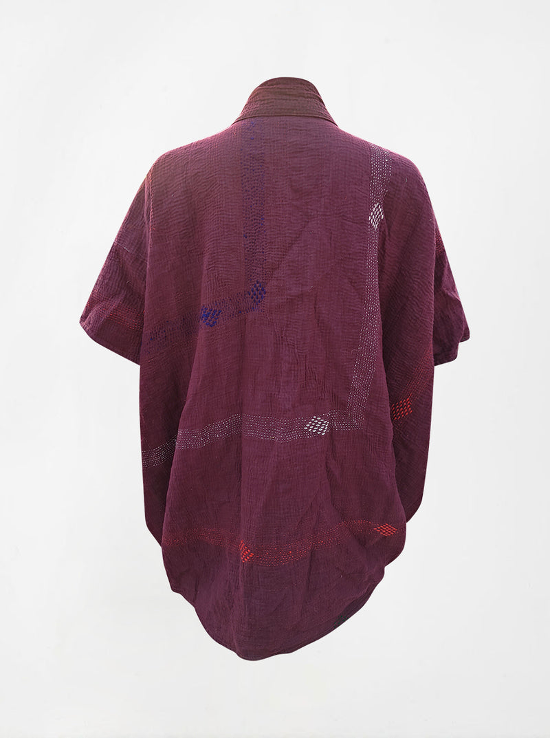 kantha vintage reversible long poncho gulabi (Butterfly)