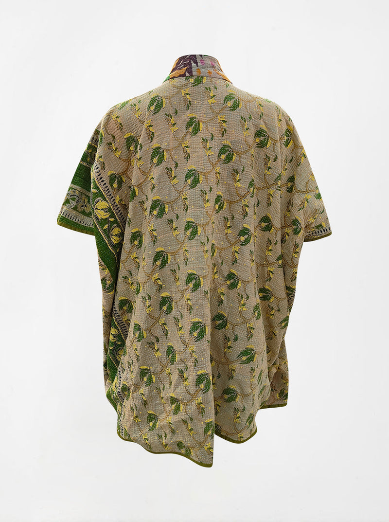kantha vintage reversible long poncho shabnam (Butterfly)