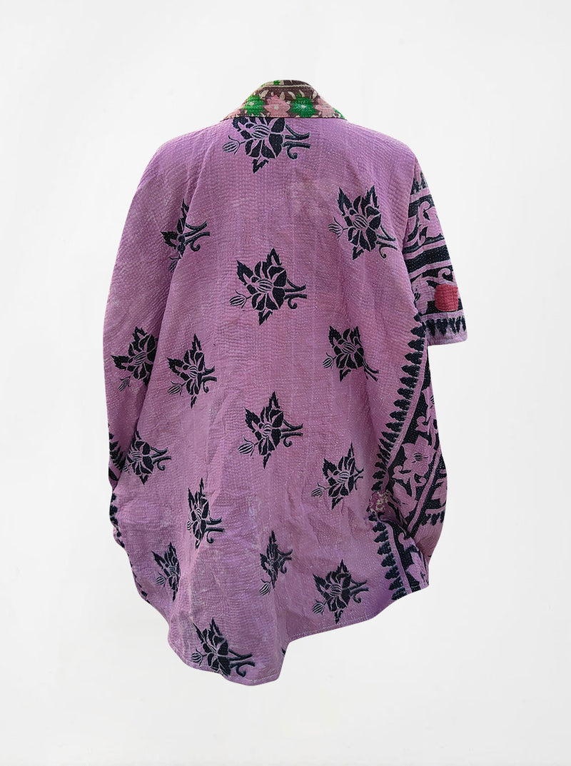 kantha vintage reversible long poncho shabnam (Butterfly)