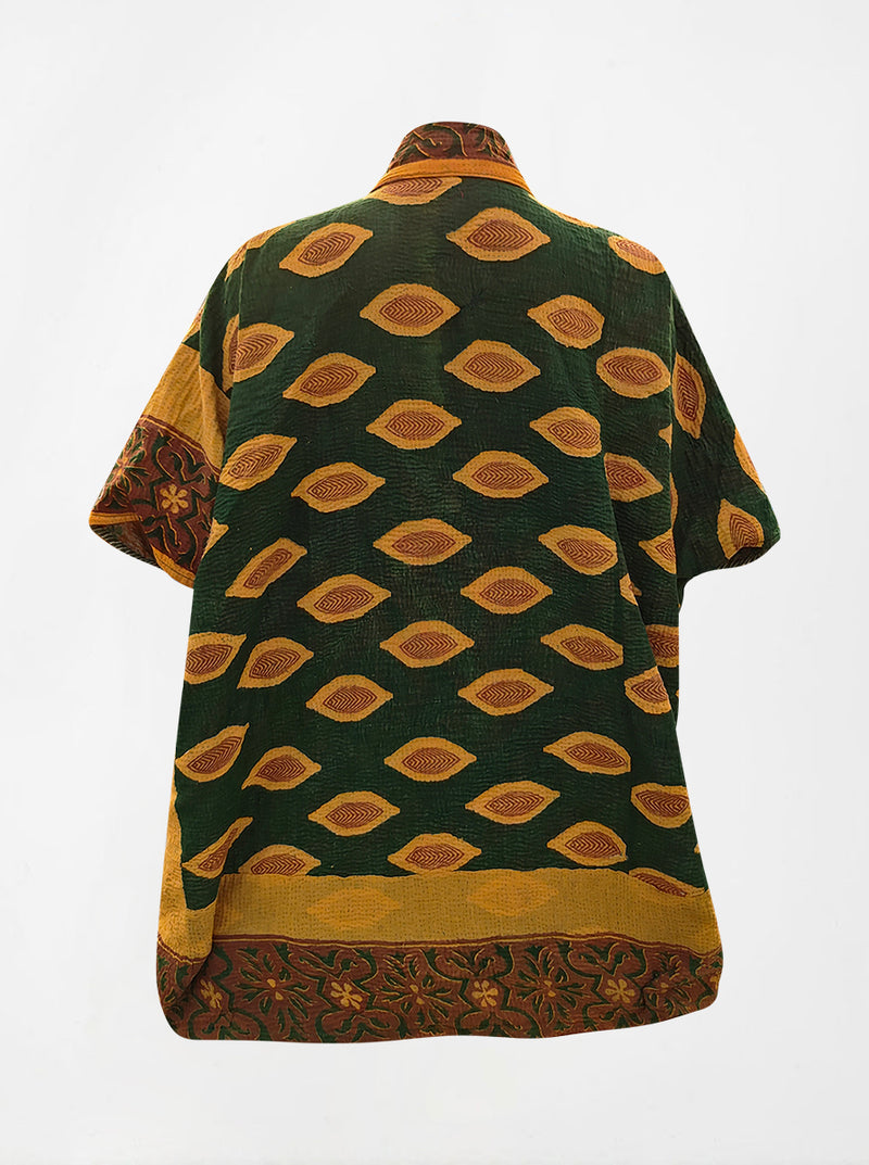 kantha vintage reversible long poncho peeli (Butterfly)