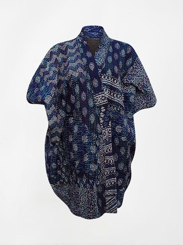 kantha vintage reversible long poncho neesha (Butterfly)