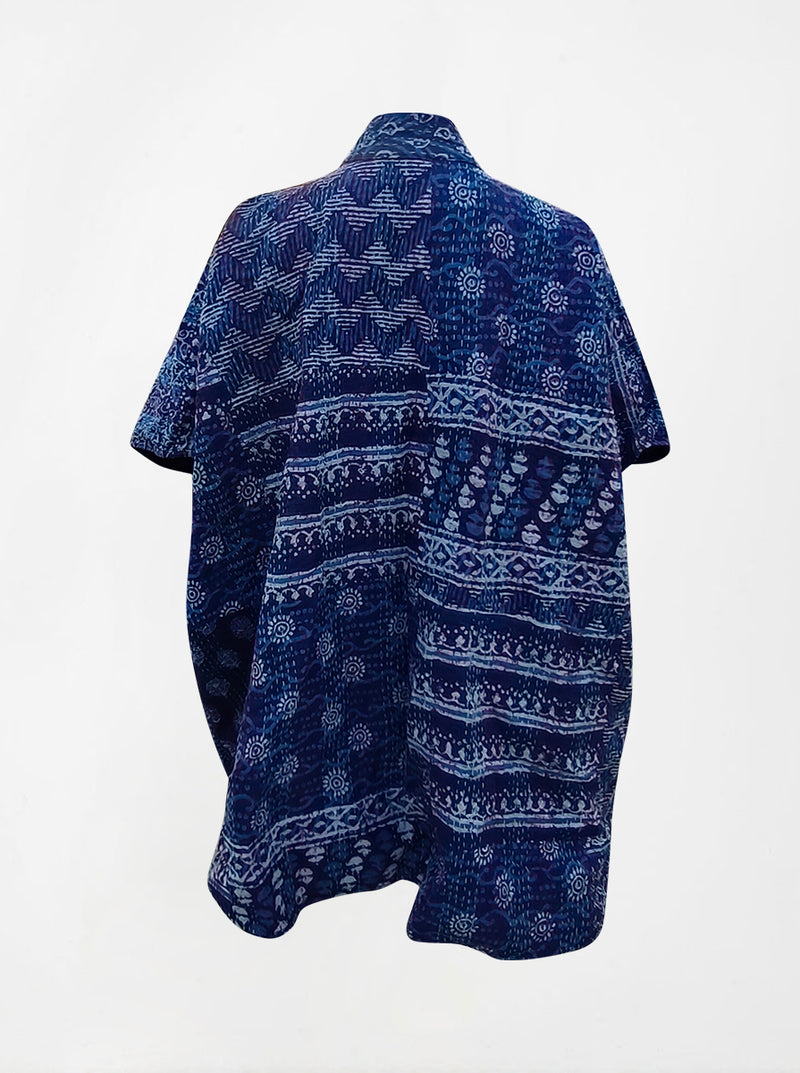 kantha vintage reversible long poncho neesha (Butterfly)