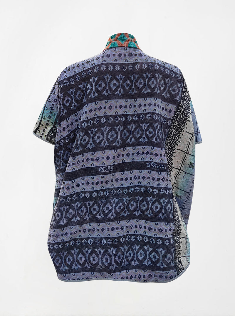 kantha vintage reversible long poncho hara (Butterfly)