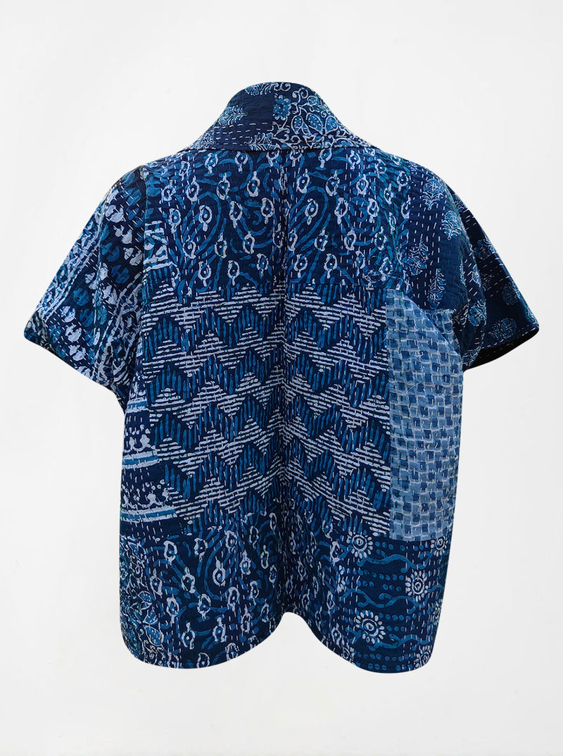 kantha vintage reversible short poncho vavra (butterfly)