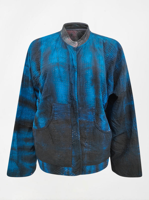 kantha vintage reversible collar vest sheeba (tie and dye)