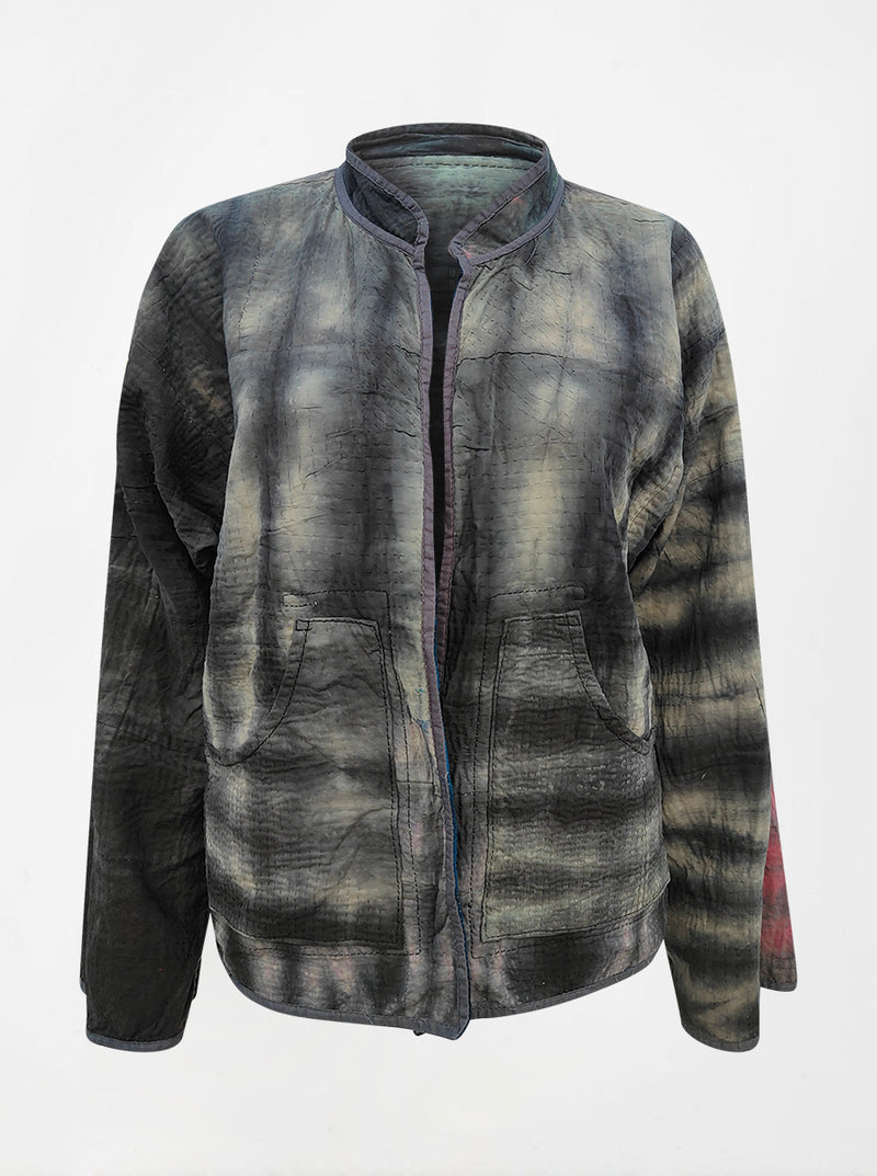 kantha vintage reversible collar vest sheeba (tie and dye)