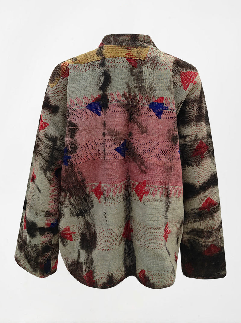kantha vintage reversible collar vest charu (tie and dye)