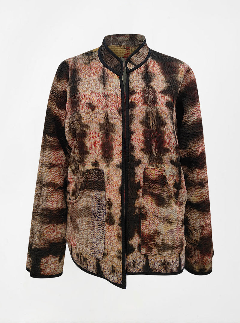 kantha vintage reversible collar vest charu (tie and dye)