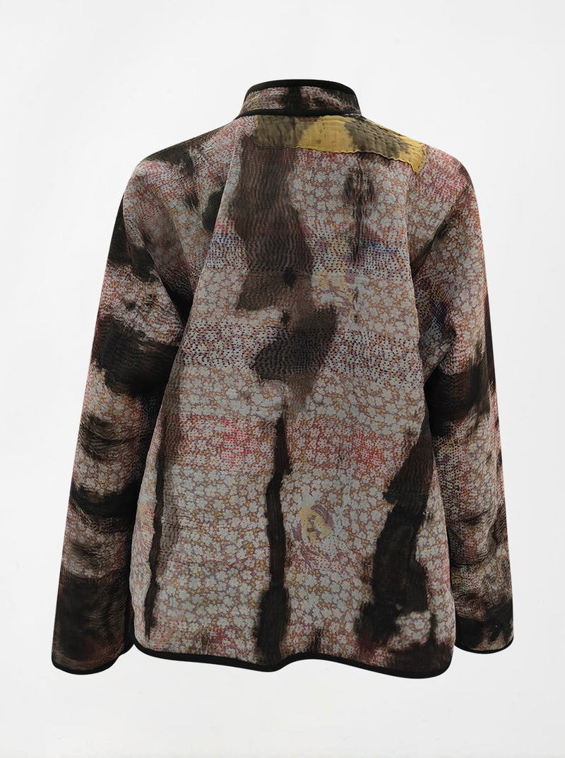 kantha vintage reversible collar vest charu (tie and dye)