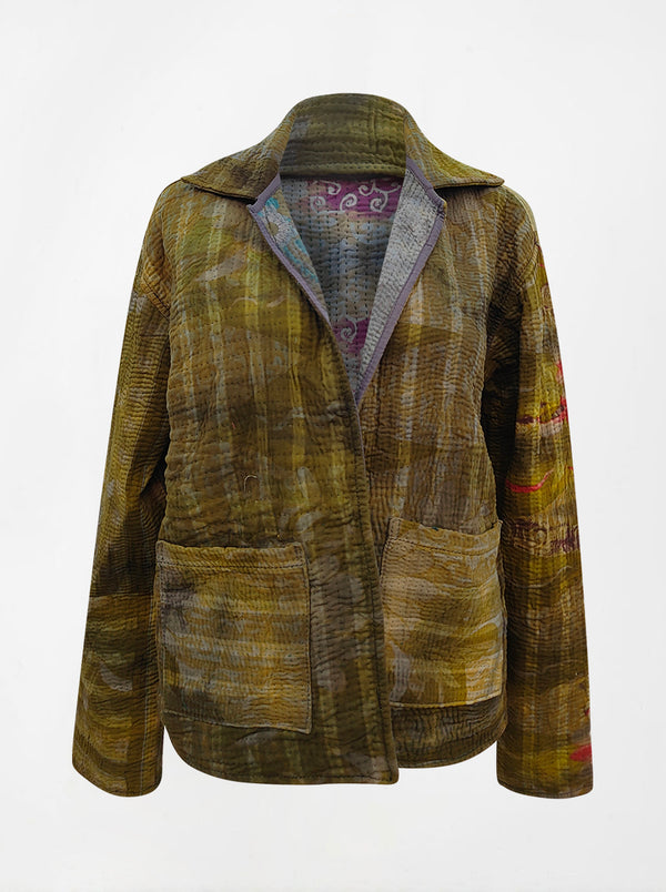 kantha vintage reversible collar jacket devi (tie and dye)