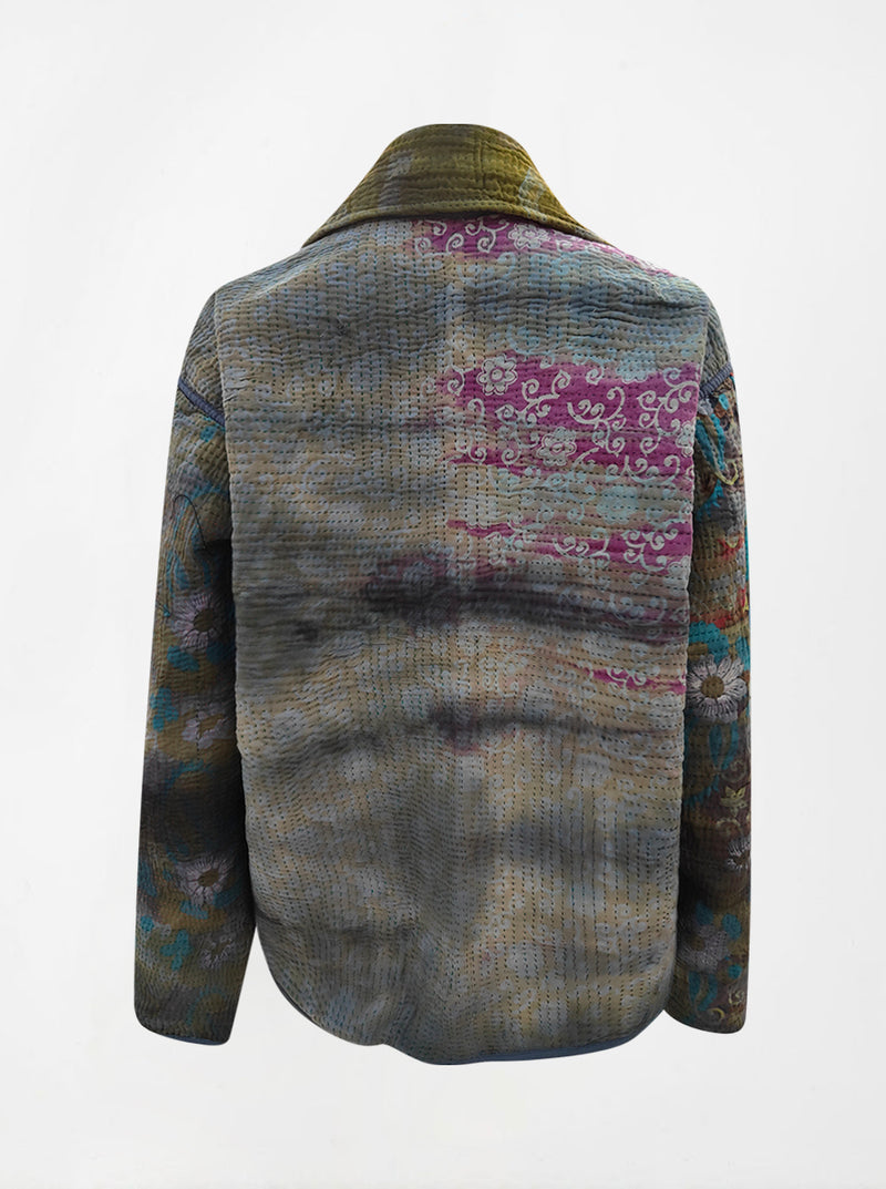 kantha vintage reversible collar jacket devi (tie and dye)