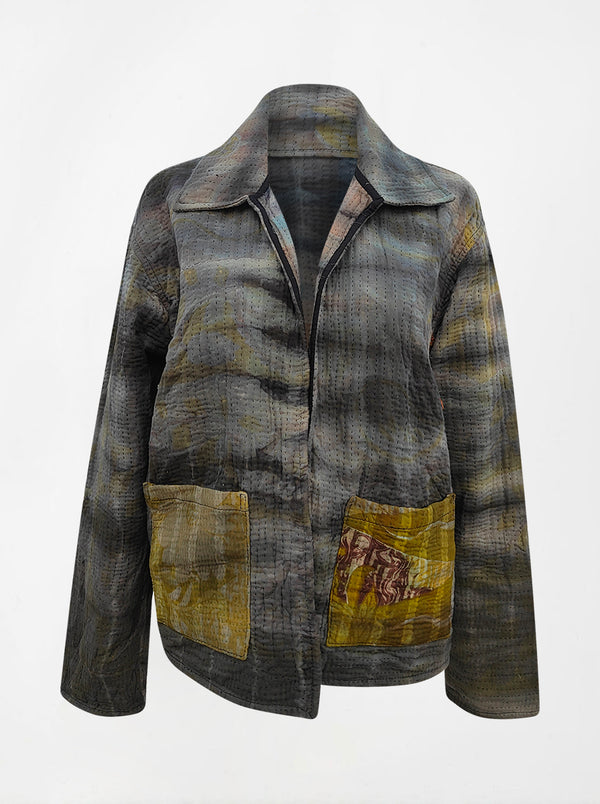 kantha vintage reversible collar jacket pallavi (tie and dye)