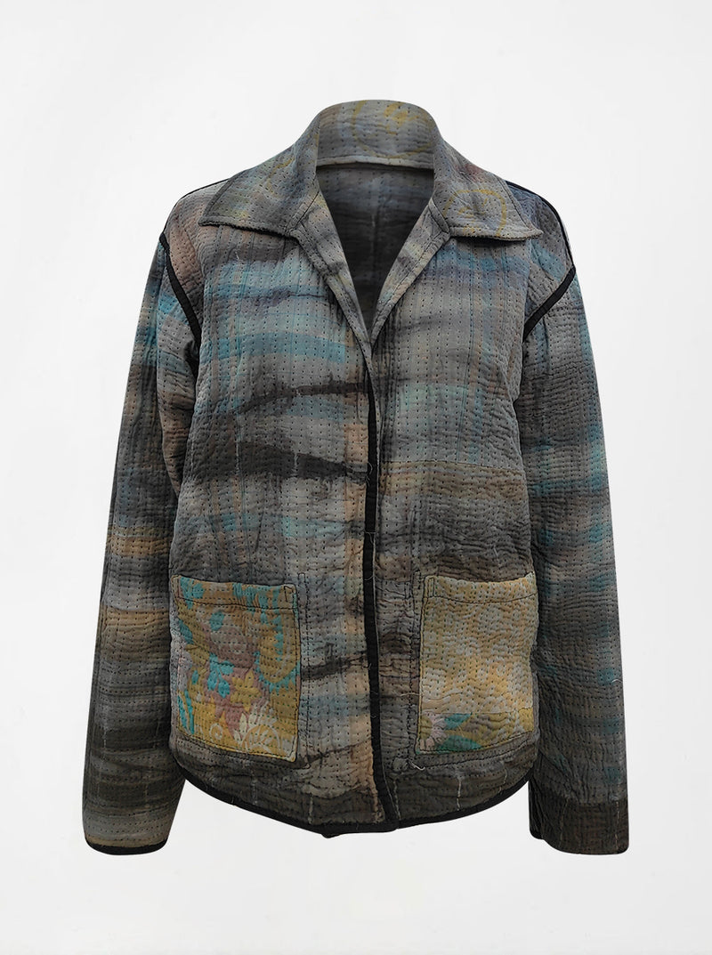 kantha vintage reversible collar jacket pallavi (tie and dye)