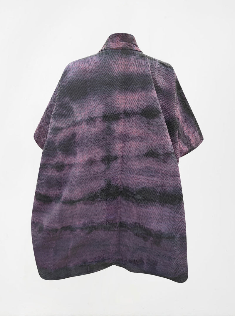 kantha vintage reversible long poncho jaamuni (tie and dye)