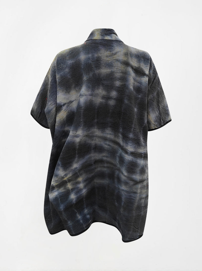 kantha vintage reversible long poncho krupa (tie and dye)