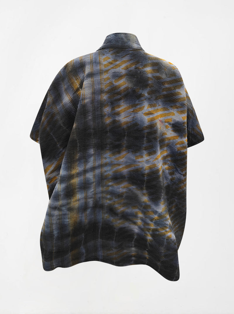 kantha vintage reversible long poncho krupa (tie and dye)