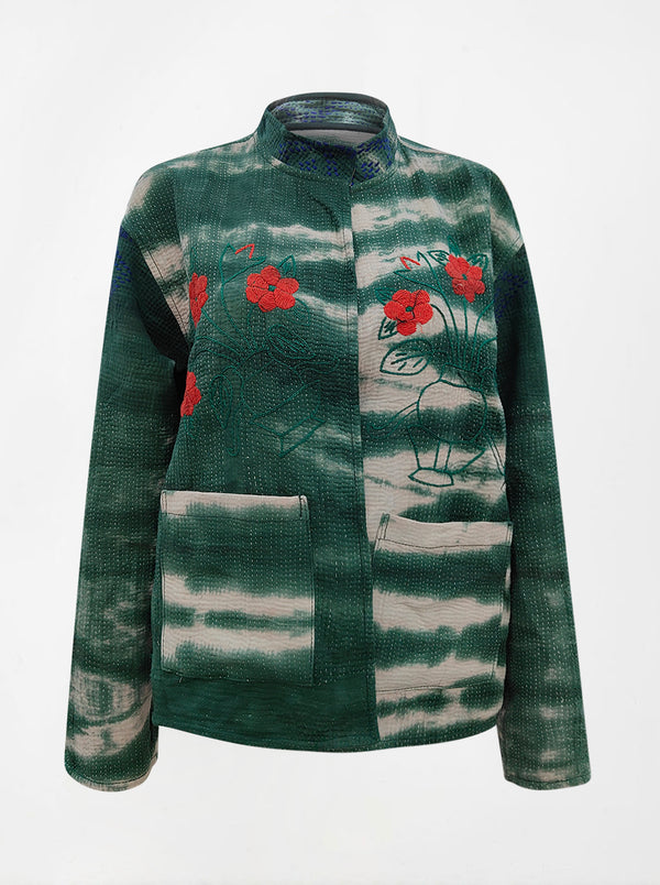 kantha vintage reversible collar vest raveesha (tie and dye)