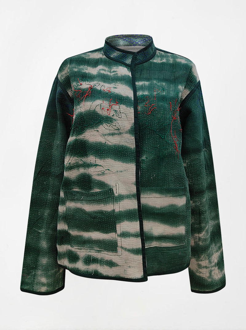kantha vintage reversible collar vest raveesha (tie and dye)