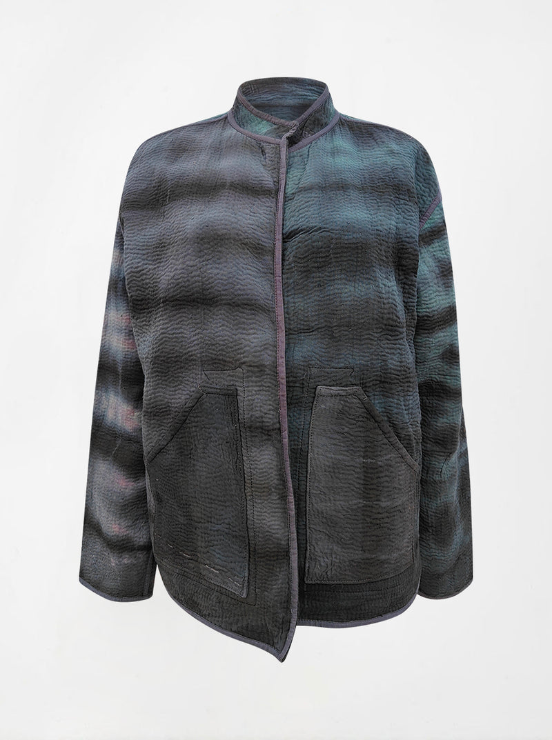 kantha vintage reversible collar vest sarika (tie and dye)