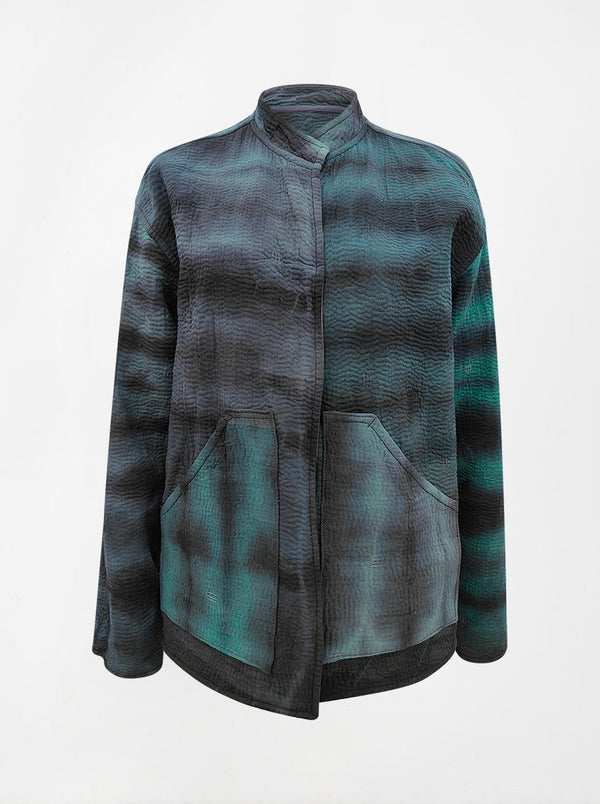 kantha vintage reversible collar vest sarika (tie and dye)